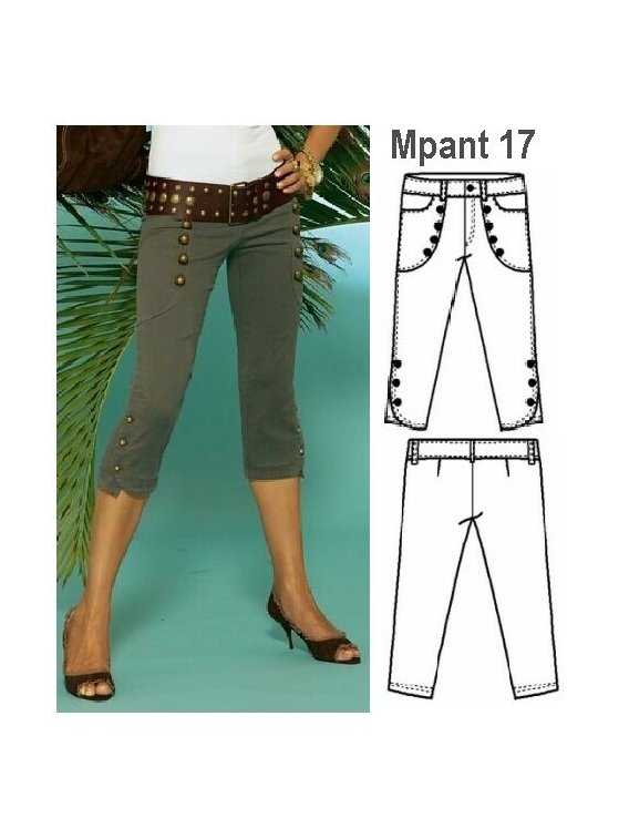 PANTALON PITILLO BOTONES MUJER, LARGO BA