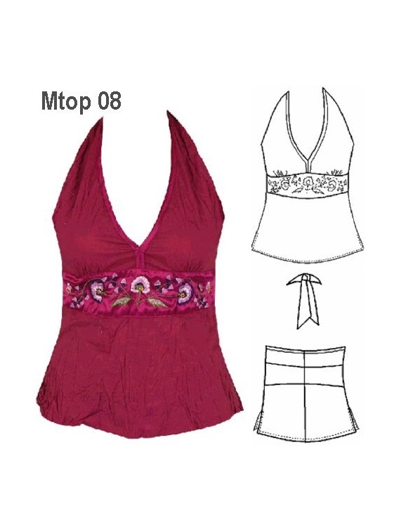 TOP CINTURA BORDADADA MUJER, AMARRADO EN