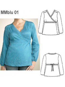 BLUSA MATERNAL CRUZADA, CORTE BAJO BUSTO