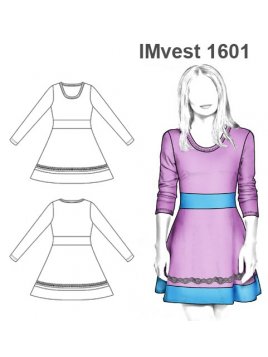 MOLDES VESTIDO EVASE MANGA LARGA RAGLAN