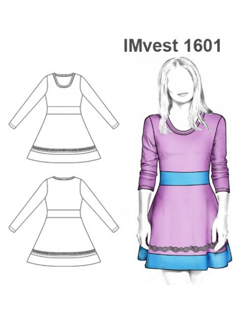 MOLDES VESTIDO EVASE MANGA LARGA RAGLAN