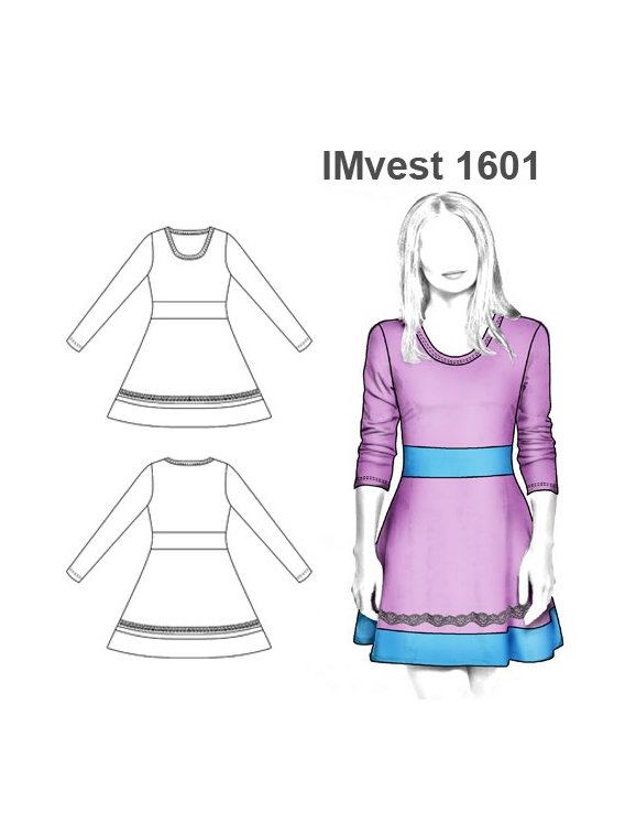 MOLDES VESTIDO EVASE MANGA LARGA RAGLAN