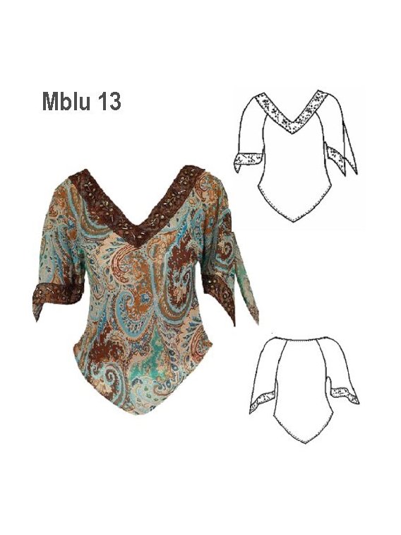 BLUSA EN PUNTA MUJER, MANGA CON ABERTURA