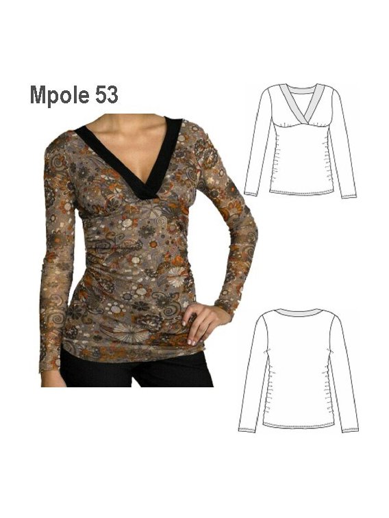 POLERA MODA ESCOTE "V" MUJER, CORTE BAJO