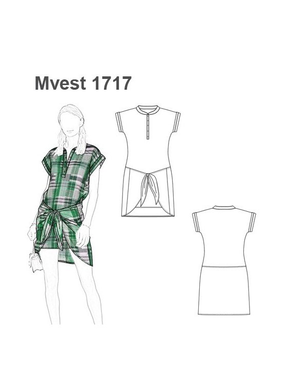 VESTIDO RECTO CON NUDO MUJER
