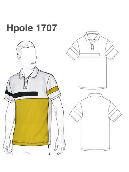 POLERA BASICA CUELLO POLO CORTES HOMBRE