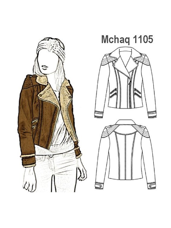 CHAQUETA AVIADOR MUJER, CORTES EN DELANT