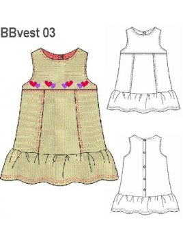 VESTIDO VUELO BEBíŠ, ABOTONADURA ESPALDA,