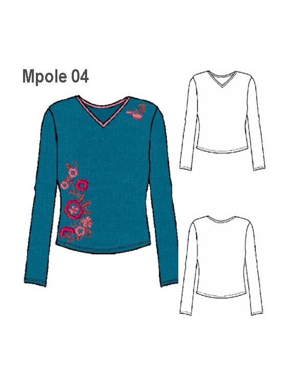 POLERA CUELLO "V" MUJER, MANGA LARGA.
