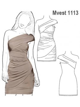 VESTIDO DRAPEADO CORTO MUJER.