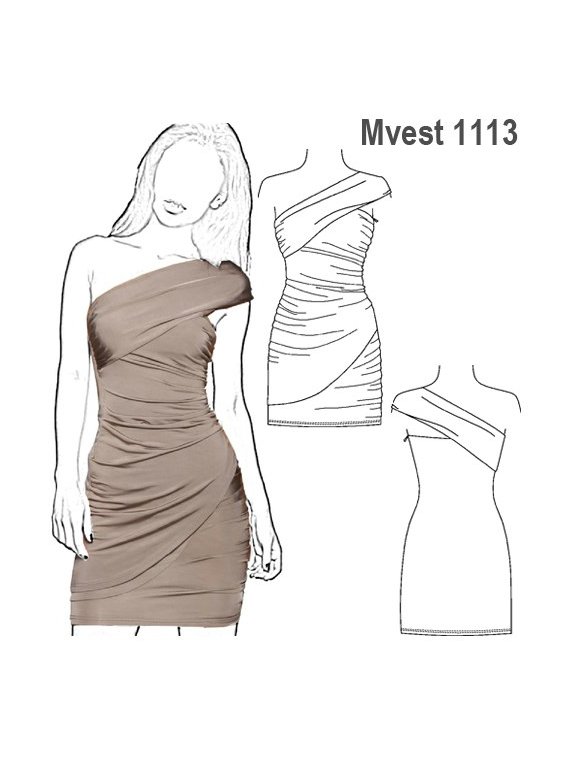 VESTIDO DRAPEADO CORTO MUJER.