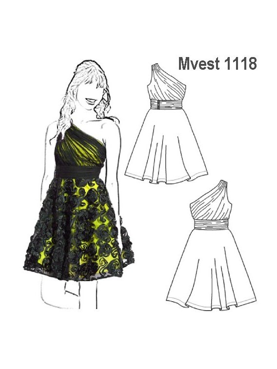 VESTIDO UN HOMBRO MUJER