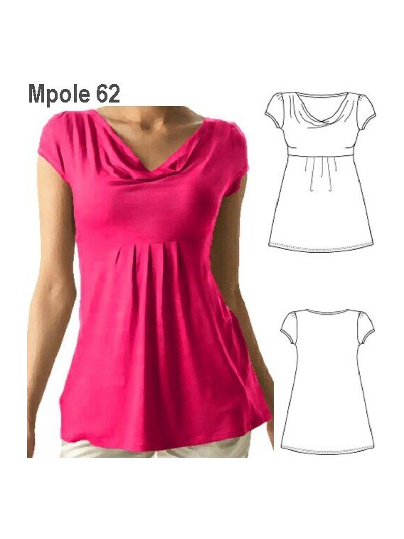 POLERA CUELLO DRAPEADO MUJER,