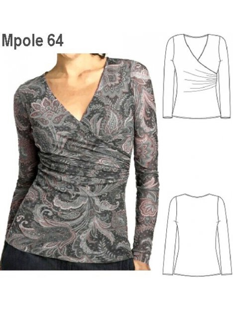 POLERA CRUZADA MANGA LARGA MUJER, CRUCE