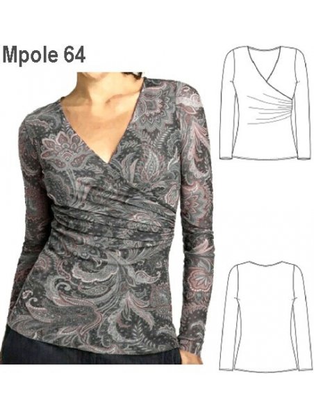 POLERA CRUZADA MANGA LARGA MUJER, CRUCE