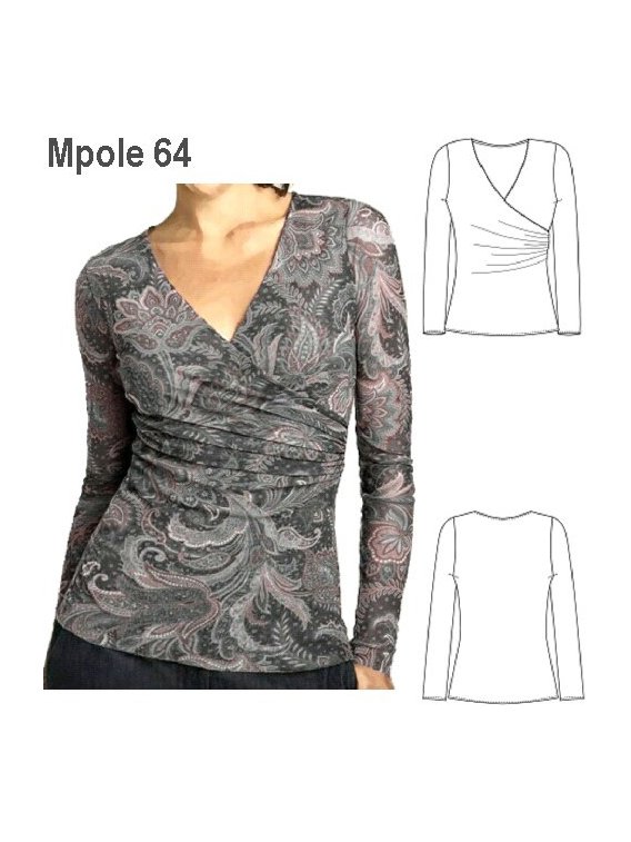 POLERA CRUZADA MANGA LARGA MUJER, CRUCE
