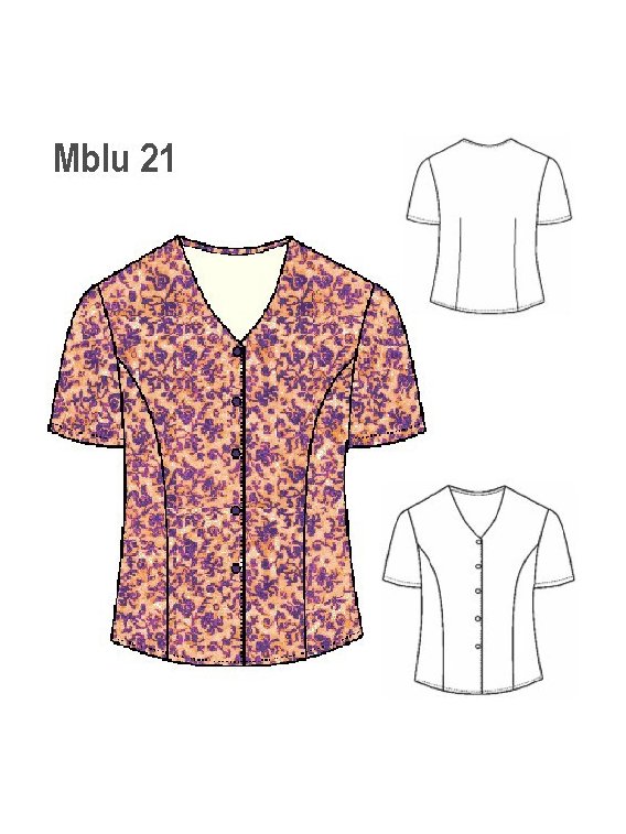 BLUSA MANGA CORTA ESCOTE "V" MUJER,
