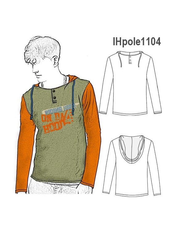 POLERA CAPUCHON NIÑO, MODELO AJUSTADO, P