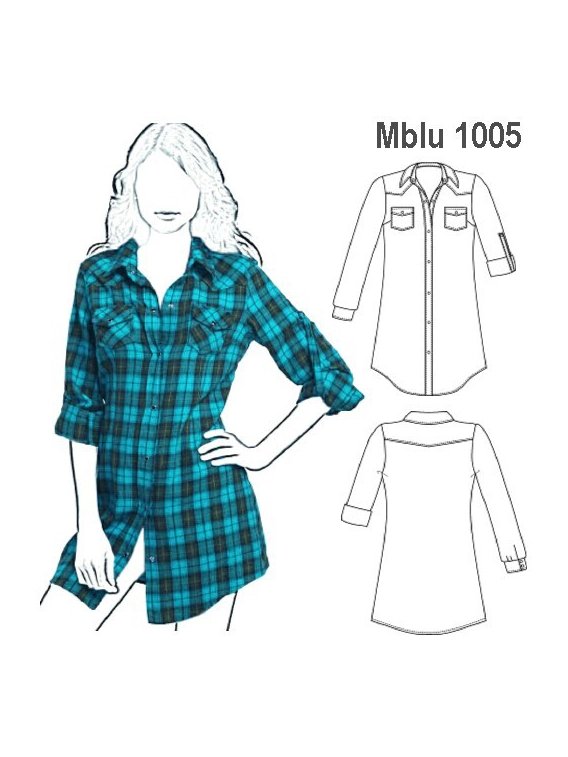 BLUSA CAMISERA LARGA MUJER, BOLSILLOS DE