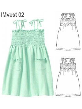 VESTIDO ELASTICADO NIÑA, DELANTERO Y ESP