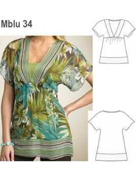 BLUSA COMBINADA MUJER, MANGA CORTA