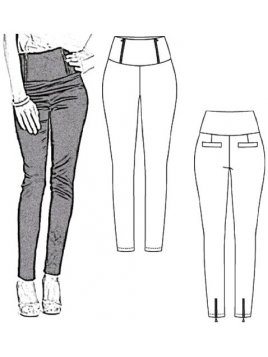 PANTALíñN CINTURA ALTA MUJER, BOLSILLOS A