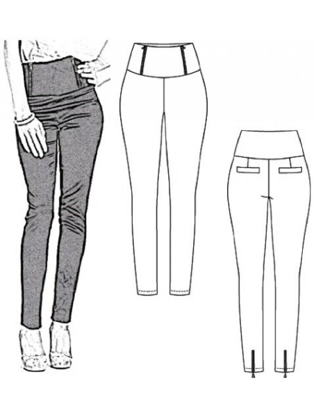 PANTALíñN CINTURA ALTA MUJER, BOLSILLOS A