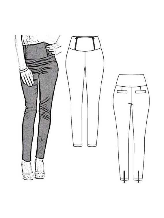 PANTALíñN CINTURA ALTA MUJER, BOLSILLOS A
