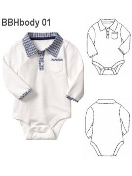 BODY CUELLO CAMISERO BEBE, MANGA LARGA.