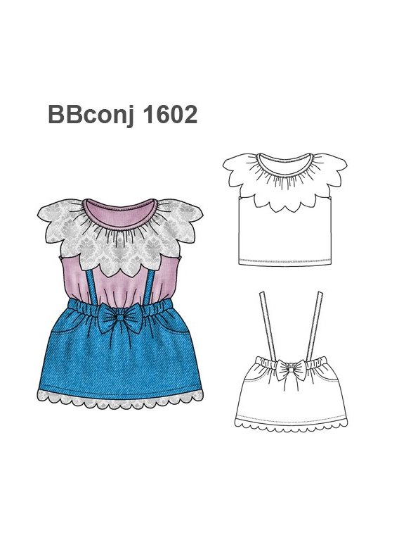 CONJUNTO POLERA REMERA FALDA POLLERA BEB
