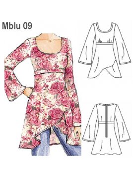 BLUSA LARGA MUJER, MANGA ACAMPANADA.