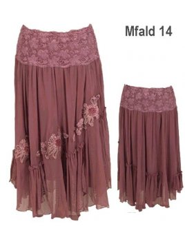 FALDA ENCAJE Y VUELOS MUJER, FORRO INTER