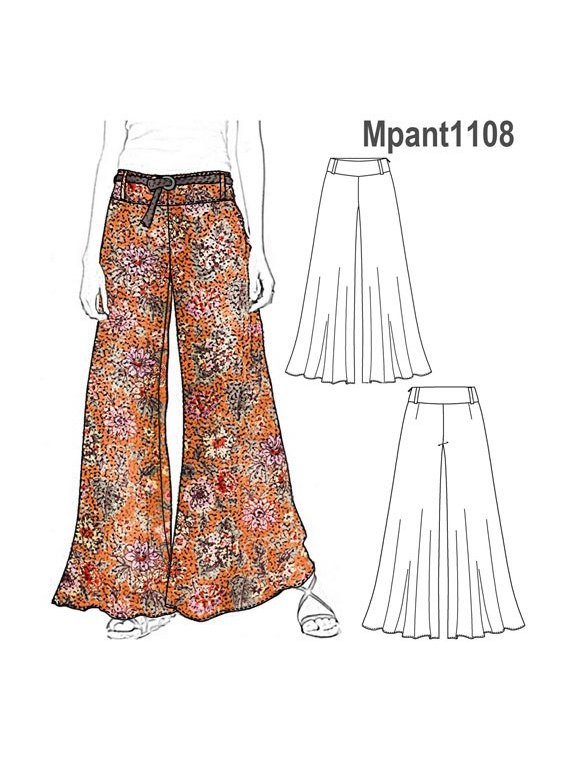 PANTALON PALAZZO MUJER, PRETINA ANCHA, C