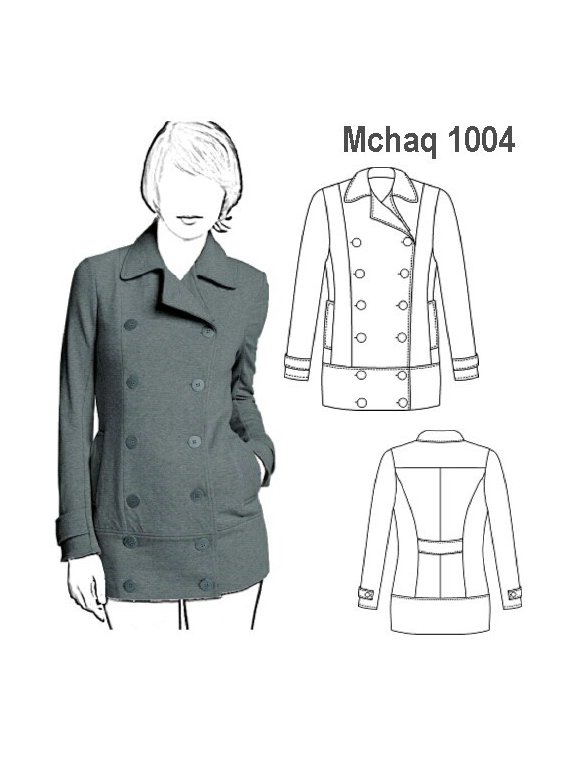 CHAQUETA CRUZADA MUJER, SIN FORRO 