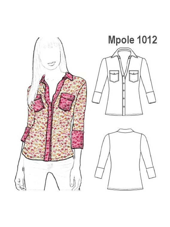BLUSA TELA DE PUNTO MUJER, BOLSILLOS CON