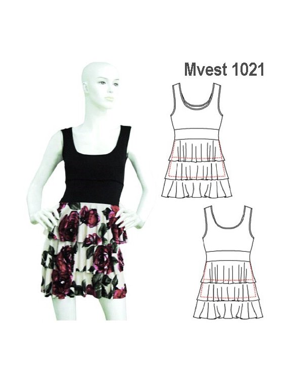 VESTIDO VUELOS MUJER, PRETINA BAJO BUSTO