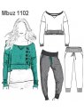 BUZO MODA MUJER, CORTE CURVO EN PANTALON