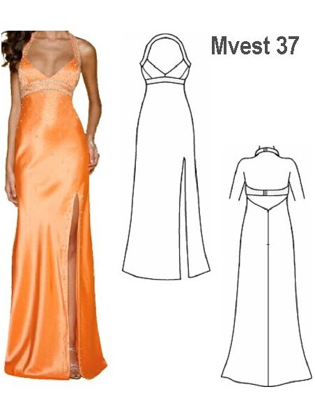 VESTIDO LARGO ESCOTADO MUJER, CORTE BAJO