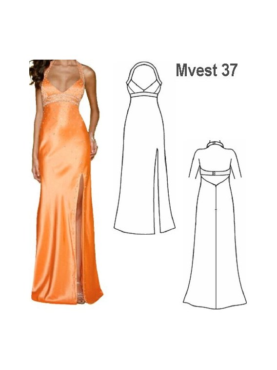 VESTIDO LARGO ESCOTADO MUJER, CORTE BAJO