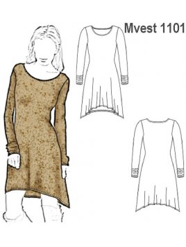 VESTIDO CON PUNTAS MUJER, CUELLO BOTE, M