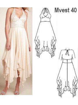 VESTIDO PUNTAS SIN ESPALDA MUJER, BUSTO