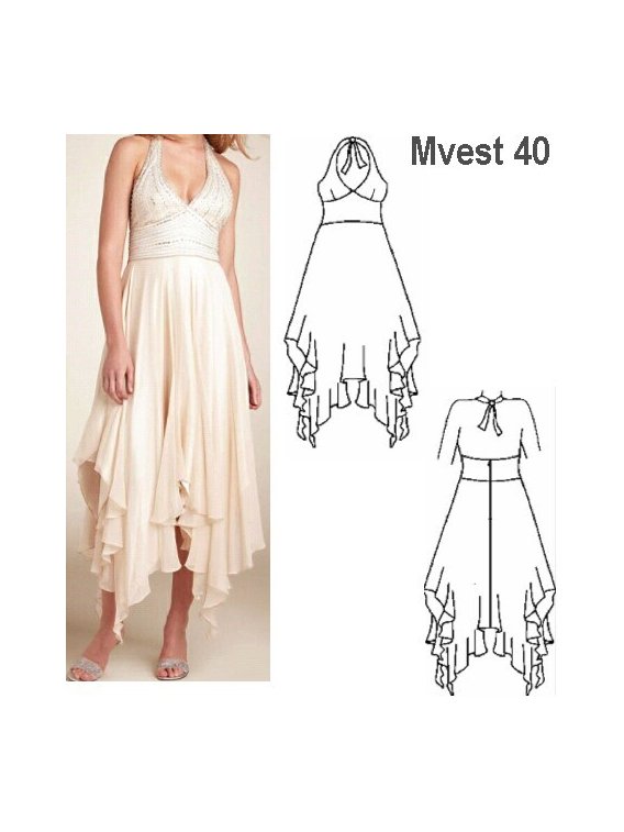 VESTIDO PUNTAS SIN ESPALDA MUJER, BUSTO