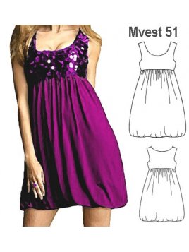 VESTIDO GLOBO MUJER, CORTE BAJO EL BUSTO