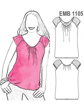 POLERA MATERNAL MANGA ENCAJE, ELíSTICO E