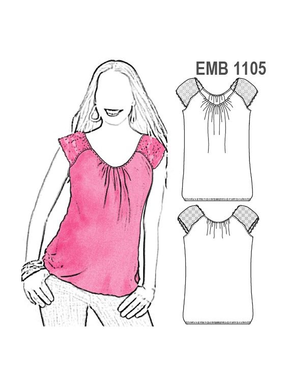 POLERA MATERNAL MANGA ENCAJE, ELíSTICO E