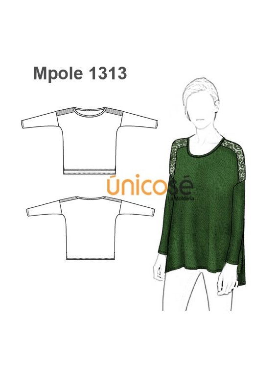 POLERA ANCHA CON ENCAJE
