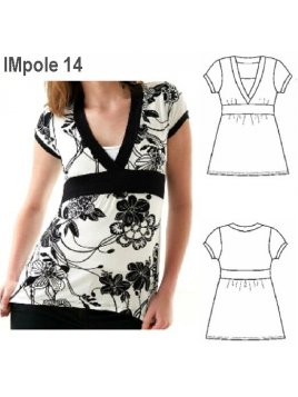 POLERA MODA NIÑA, HUINCHA BAJO BUSTO.