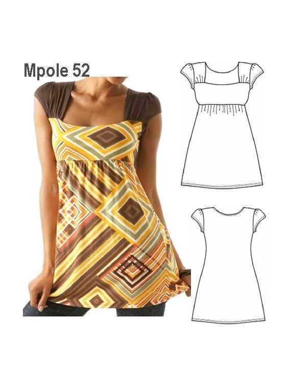 POLERA MODA MUJER, CORTE BAJO BUSTO CON