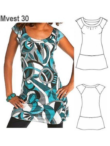 VESTIDO POLERA MUJER, PEQUEíïA MANGA CON
