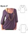 POLERA MANGA RECOGIDA MUJER, ESCOTE CON